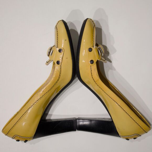 Tod’s Made in Italy Light Yellow Beige Patent Leather Heels Women Size 8 - Picture 15 of 16